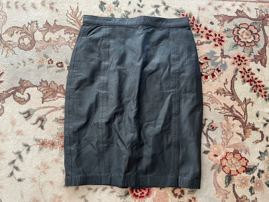 Vintage "80S - "90S Black Leather Skirt | High Waisted Pencil Skirt, 9/10 Fits S/M