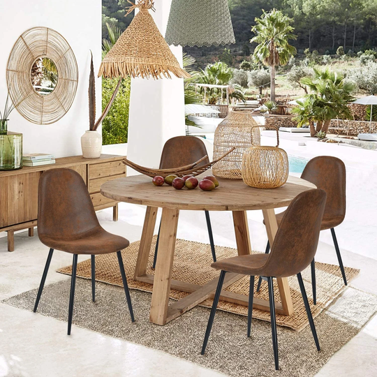 Dining Chairs Set of 4, Modern Mid-Century Style Dining Room Side Chairs Accent Chairs with Black Metal Legs Comfortable - N/A