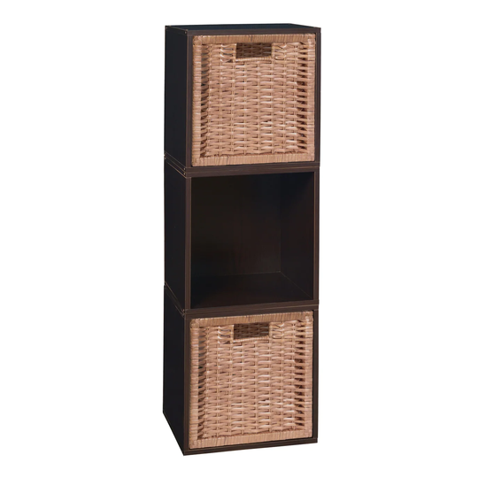 Noble Connect Storage Set - 3 Cubes and 2 Wicker Baskets- Truffle/Natural