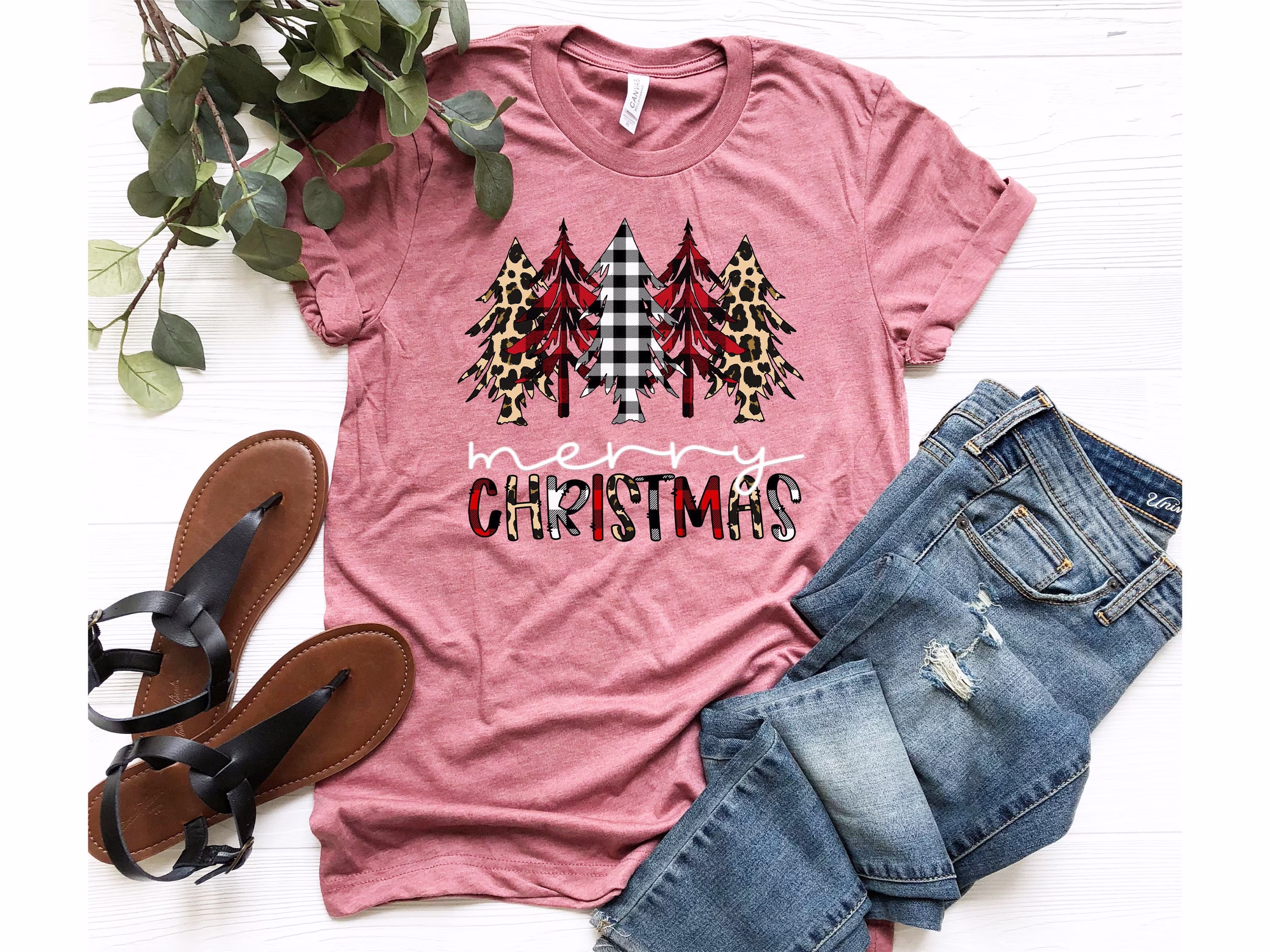 Merry Christmas Shirt, Colorful Tree Holiday Ugly Family Pajamas Xmas Shirt