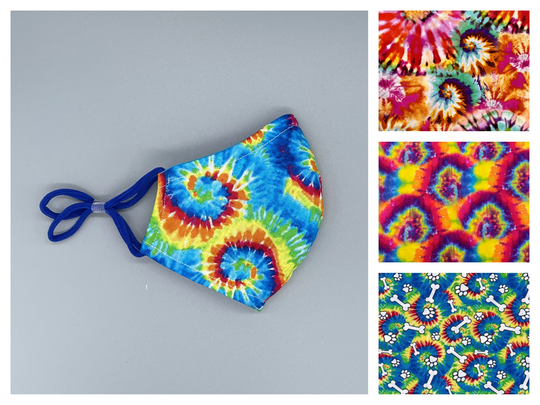 Tie Dye Face Mask - Adult, Child, Kid, School, Adjustable, Nose Wire, Cotton, Washable, Handmade, Reusable