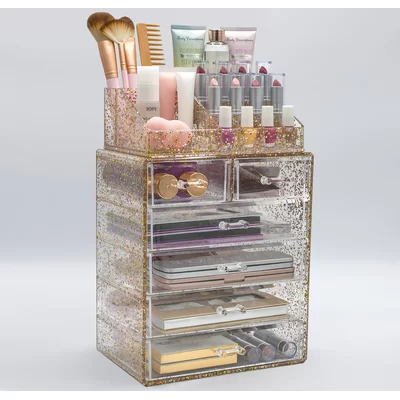 Glitter Cosmetic Makeup and Jewelry Storage Case Spacious