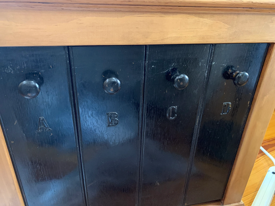 Rare Cabinet End Table On Wheels File Drawers Solid 4 Bins Wood Holds Magazine Files 21 1/2"W X 1/4"H 20"D - Moves Easily Any Which Way