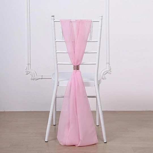 5 Pink Extra Wide Premium Chiffon Chair Sashes
