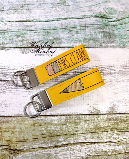 Pencil Key Chain Strap . Teacher Student Gift