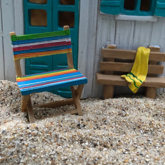 One Miniature Beach Chair, Fairy Garden Dollhouse Furniture