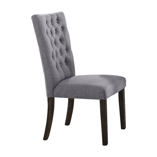 Fabric Upholstered Wooden Side Chair with Nail head Trim Accents, Gray and Brown, Set of Two - 41 H x 25 W x 21 L Inches