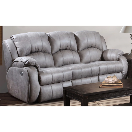 Cagney Grey Faux Leather Power Headrest Reclining Sofa