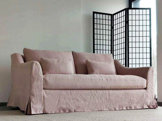 Färlöv 2-Seat Sofa Bed Cover, Handmade Natural Linen Slipcover - Custom Made To Fit Ikea Farlov 2 Seat Sleeper Couch