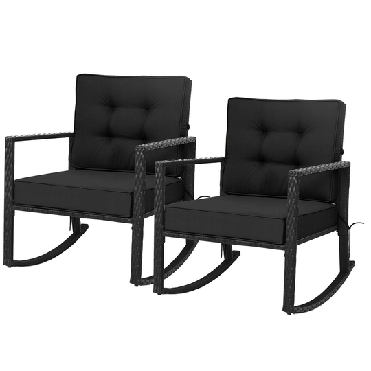 Gymax 2PCS Outdoor Wicker Rocking Chair Patio Rattan Single Chair - See Details