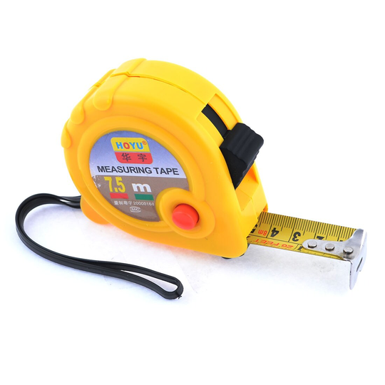 25-Foot Retractable Inch/Metric Steel Tape Measure with Hand Strap - Yellow