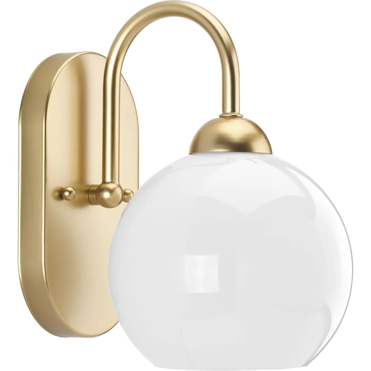 Carisa Collection One-Light Vintage Gold Opal Glass Mid-Century Modern Bath Vanity Light - 10" x 6.5" x 8.5"