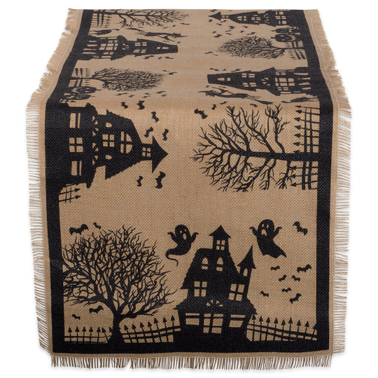 DII Haunted House Burlap Table Runner - Table Runner, 14x113"