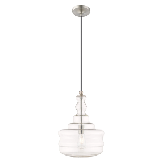 Livex Lighting Art Glass 1-light Mini Pendant - 12.63"Dia. x 19.25"-90"Adj. H