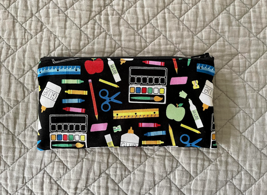 School Theme Midsize Zipper Pouch, Pencil Teacher Gift, Makeup Accessory Bag
