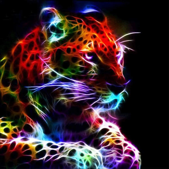 5D Diy My Diamond Art | Colorful Fluorescent Cheetah Painting Kit | New