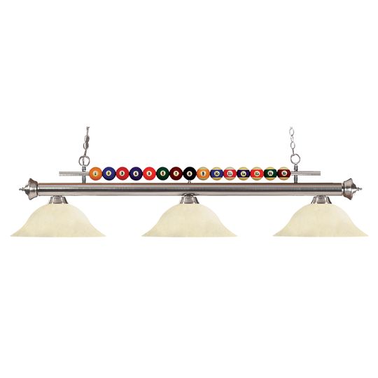 Avery Home Lighting Shark 3-light Island/Billiard Golden Mottle-finished Light - Yellow - Brushed Nickel
