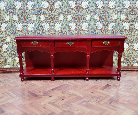 Dollhouse Sideboard Buffet With Pot Shelf Mahogany Finish 112 Scale Furniture