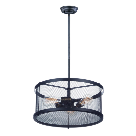 Palladium 3-light 16.5" Wide Steel Pendant - black / natural aged brass