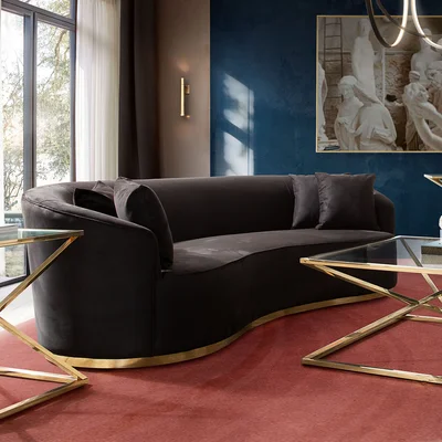 Raven 98" Round Arm Curved Sofa