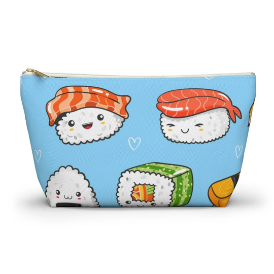 Cute Kawaii Sushi Accessory Pouch W T-Bottom, Makeup Bag, Travel Pencil Pouch, Sushi, School