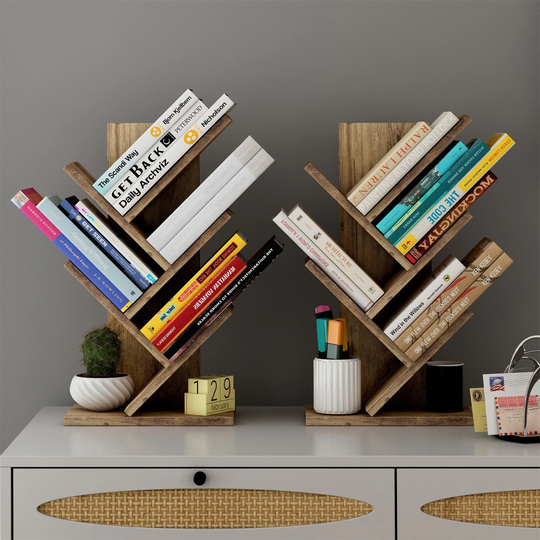 2pcs 4-Layer Small Bookshelf Organizer Floor Standing Desktop Bookcase