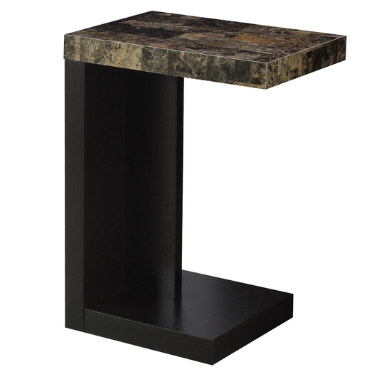 Accent Table, C-shaped, End, Side, Snack, Living Room, Bedroom, Laminate, Marble Look, Contemporary, Modern