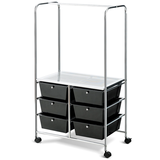 6 Drawer Storage Cart Office School Rolling Organizer Cart