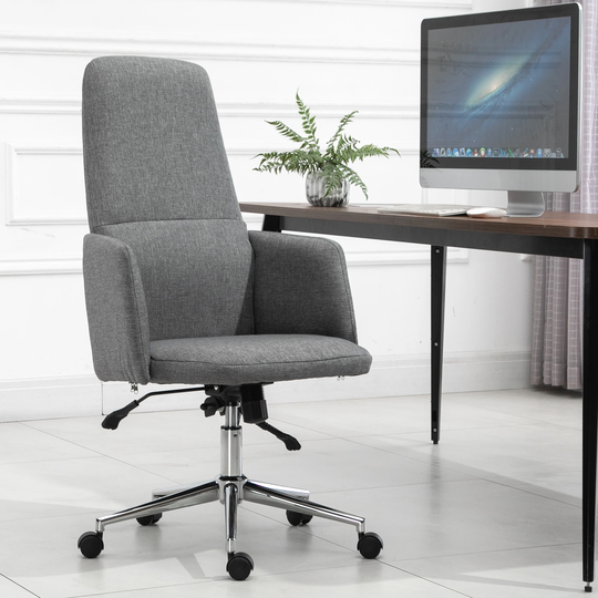 Vinsetto SOHO Style High-Back Office Chair Breathable Fabric Computer Home Rocking with Wheels, Grey