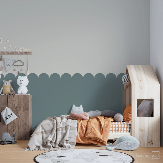 Removable Solid Color Wallpaper, Self Adhesive Scalloped Plain Mural - N023
