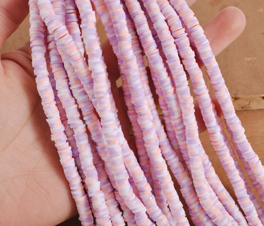 6mm Vinyl Heishi Beads, Purpleπnk Color Polymer Clay Beads, African Polymer Clay Diy Making Jewelry Bead, Length 40cm6-47#