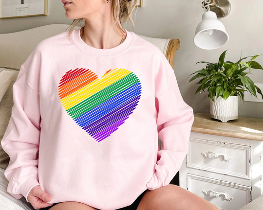 Rainbow Heart Sweatshirt, Colorful Shirt, Heart Coloful Sweat, Sweatshirt