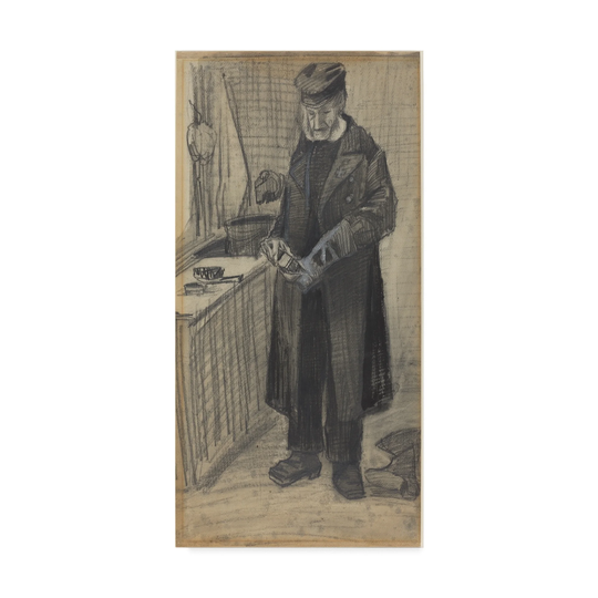 Vincent Van Gogh 'Man Polishing A Boot' Canvas Art - Multi-color