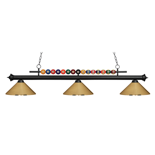 Avery Home Lighting Shark 3-light Island/Billiard Polished Brass-finished Light - Matte Black