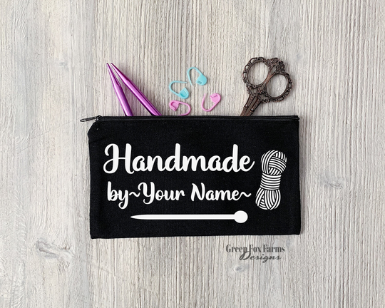 Personalized Zip Bag Knitter Notions Case, Crocheter Hook Small Craft Storage, Custom Zipper Pouch, Dpn Storage Case