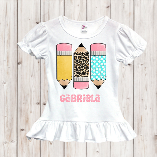 Personalized Back To School Pastel Pencil Shirt - To Tops With Name Monogram Shirts Tees For Kids