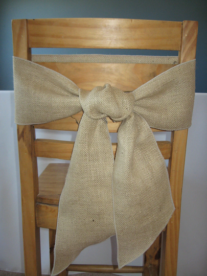 Burlap Chair Sash Natural Color Finished - No Raw Edges Select A Size On Sale
