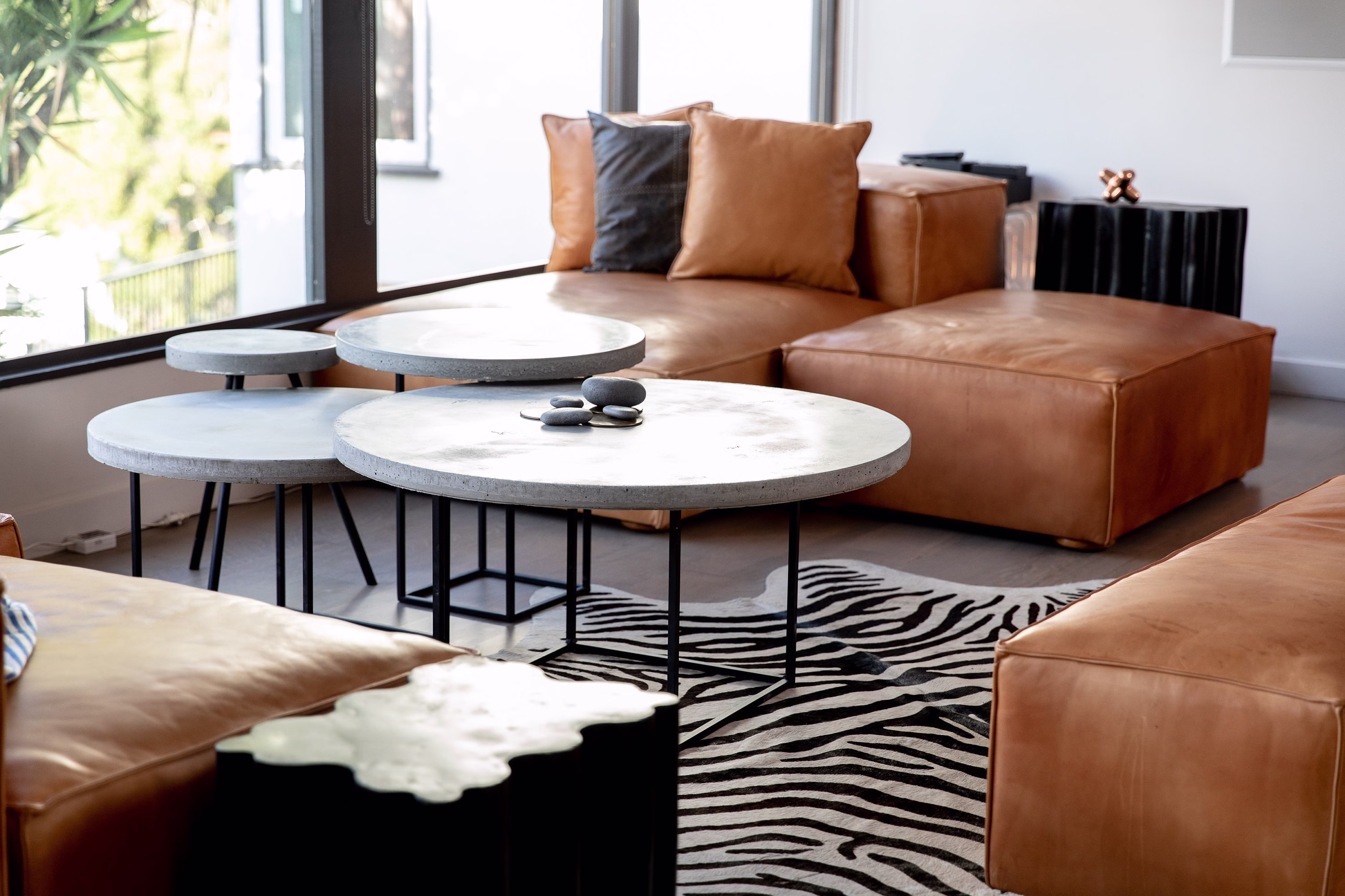 Concrete Coffee Table Nesting Tables Round Concrete Stacked Stables Cement Modern Minimal Indoor Outdoor