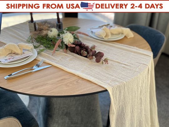 Cream Gauze Table Runner Chic Wedding Centerpiece Decoration Hand Dyed Rustic Cheesecloth Decor Sand Ceremony
