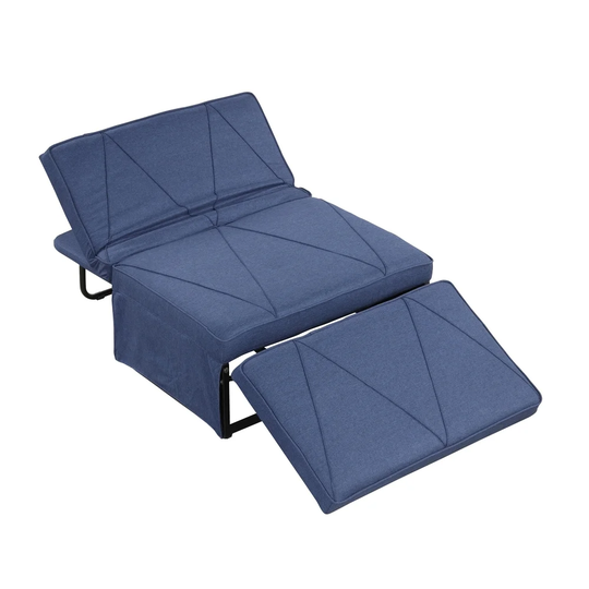 4-in-1 Folding Blue Ottoman Sofa Bed with Adjustable Backrest - 38.58''*25.56''*16.93"