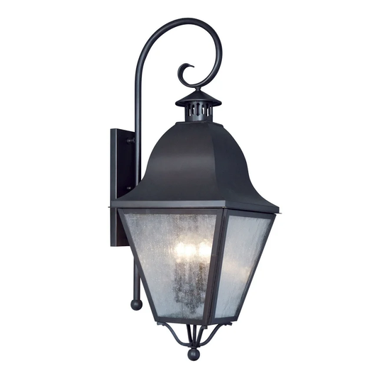 Giuseppe Lighting Four Light Outdoor Wall Lantern Amwell Black - Exact Size