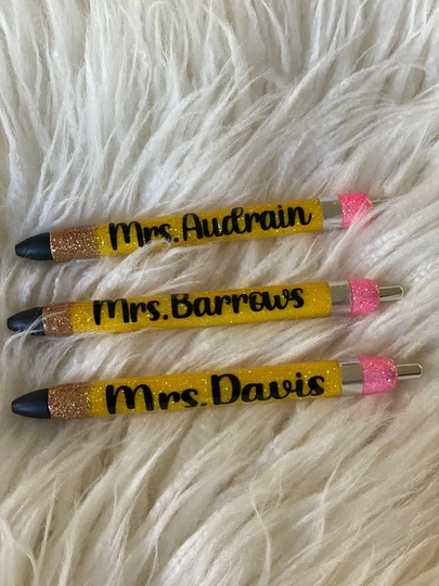 Custom Glitter "Pencil" Pen/Teacher Pen/Glitter Pen