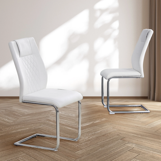 Modern Dining Chairs With Faux Leather Padded Seat Dining Living Room Chairs Upholstered Chair With Metal Legs