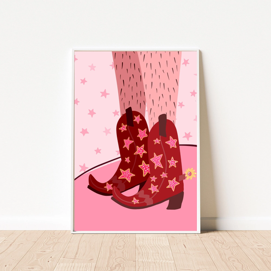 Cowboy Boots Poster | Fun Colorful Poster, Colorful, Boho, Maximalist, Eclectic, Cute Cowboy Boots, For Kids Room, Art