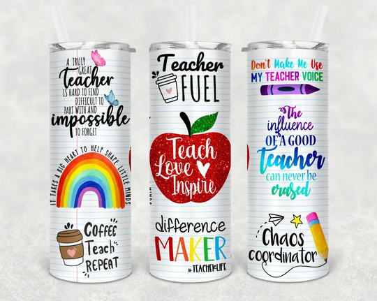Teacher Love Inspire Motivational Quotes/Gift For Appreciation Tumbler Glitter Pencil Personalized 20Oz 003