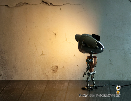 3 Colors Full Range Dimmer, Office Decor Robot Lamp Metal Art Table Gift Cute Desk Lamps