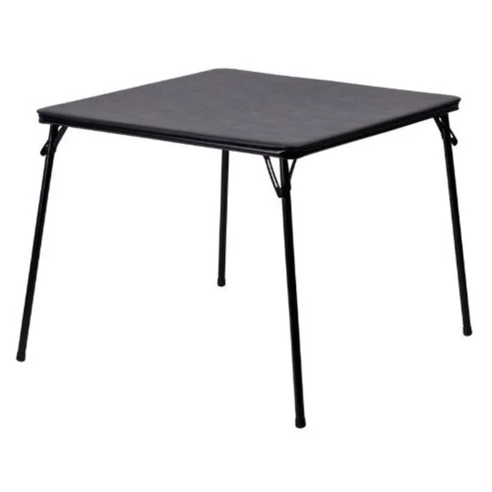 Black Multi-Purpose Folding Table - Great for Playing Card Games or Poker Table - 33.5 x 27.8 x 27.8 inches