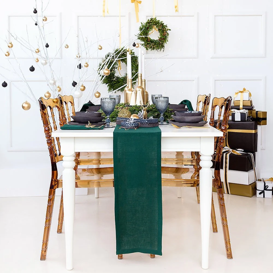 Extra Long Green Table Runner For Holidays Setup