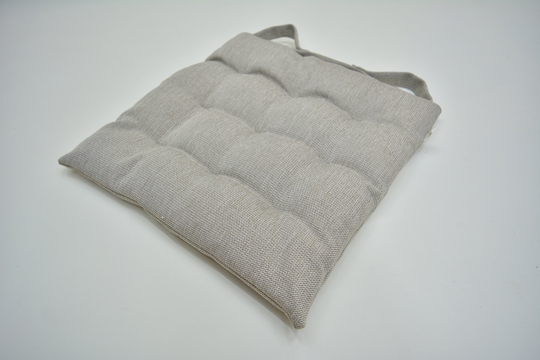 Linen Chair Cushion, Square Seat Woven Tufted Fabric Pads With Ties Solid Colors, Outlet Product, 16x16 Inc