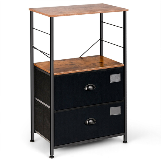 2-Drawer Storage Shelf for Bedroom Closet Entryway-Black